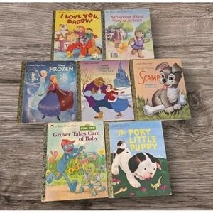 7 Little Golden Books Disney Beauty & The Beast Scamp Sesame Street Pokey Puppy